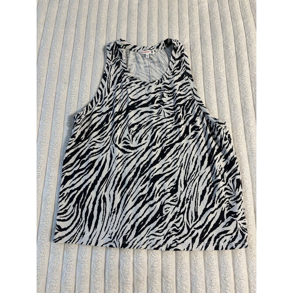 Sundry Zebra Tank top Women’s Large Black white Fall Layering office Going out